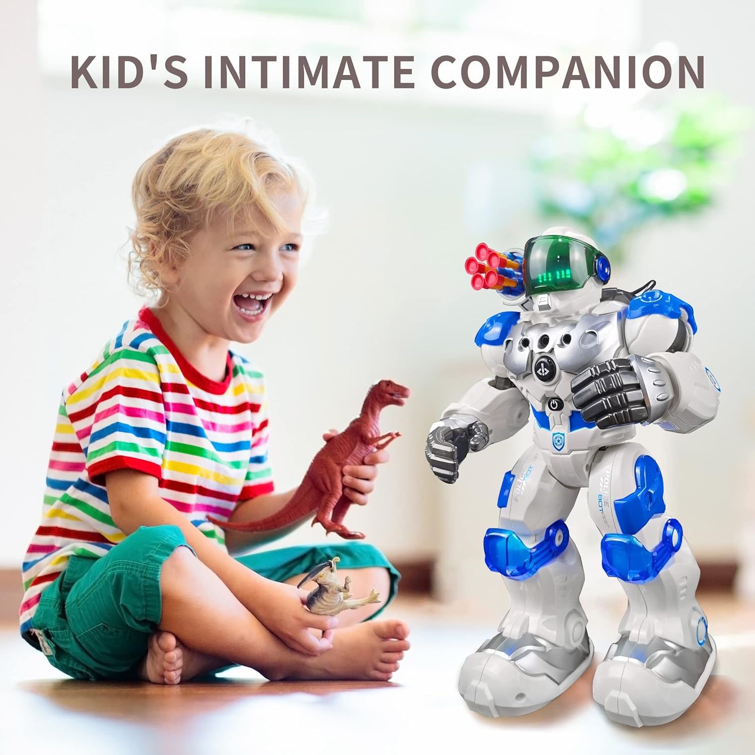 Large RC Smart Robot Toys for Kids,Remote Control Singing,Dancing and Battle,Moonwalking,Gesture Sensing,Soft Darts Shooting,Programmable Interactive,Gift Present for 3 4 5 6 7 8 Year Old Kids. - Toyigo