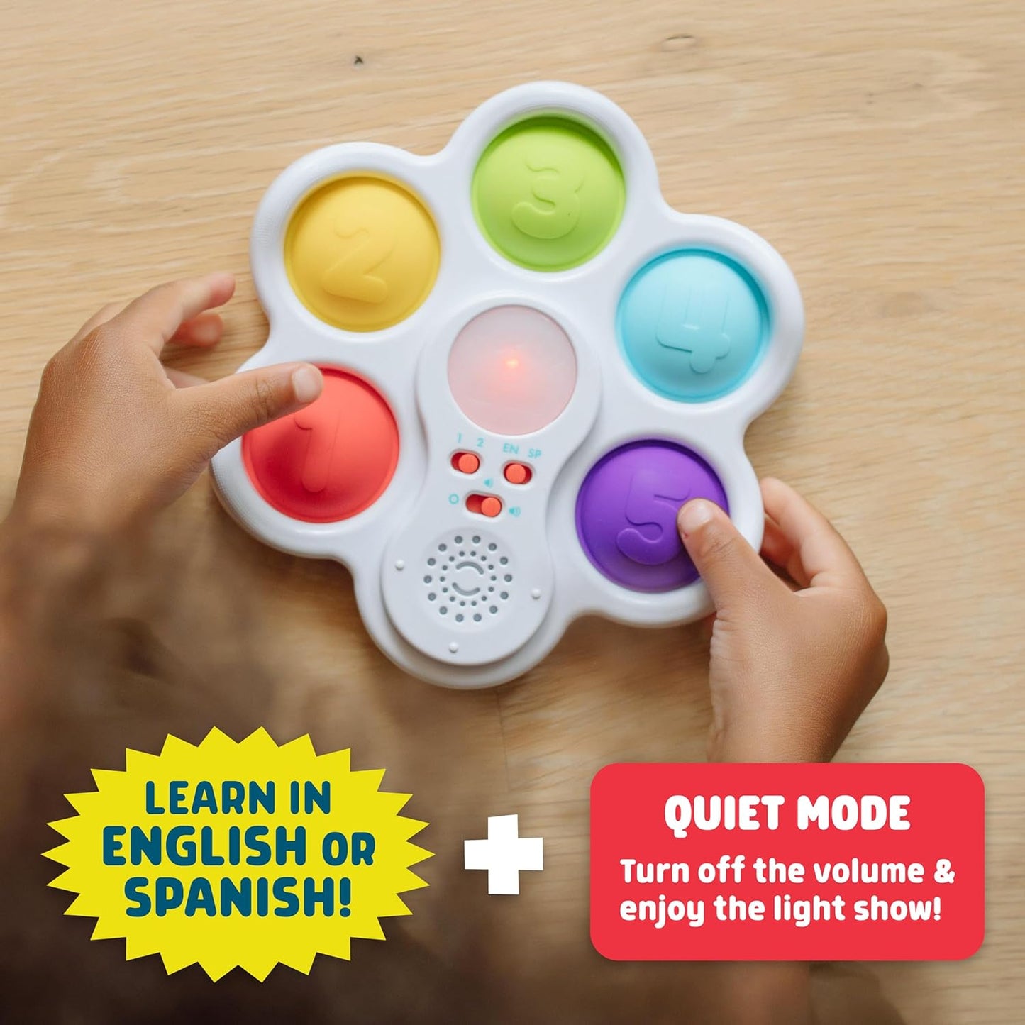 Educational and Electronic Popping Toy, Pop It! and Learn Electronic Toy, Learn Spanish and English Alphabet and Numbers Toy, Ages 6 Months to 2 Years