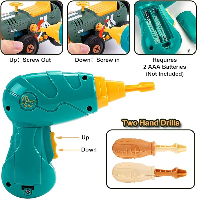 Take Apart Toys for 4 5 6 7 8 Year Old Boys Girls, with Engine & Electric Drill Tool, Kids Tool Set Play STEM Building Toys, Learning Construction Toys