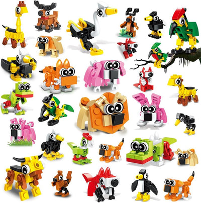 Animal Block Toys, 30 Kinds of Animals Building Block Toy, 20 Pack,  Party Favors for Kids, Easter Gifts Goodie Bags Stocking Stuffer Classroom Prizes Building Set, Birthday Gift for Boys Girls Ages 4-12+