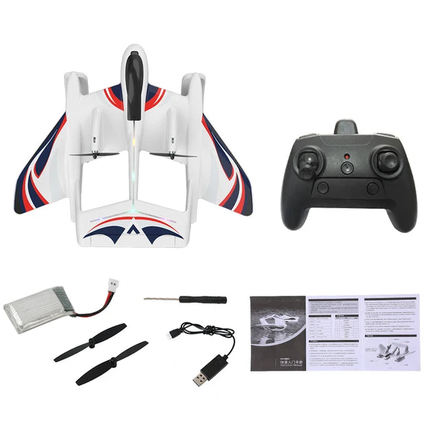 Remote control plane, Waterproof Gyro Stabilized EPP Foam Fixed-Wing Glider Aircraft RC Plane with LED Lights, 2.4GHz 2CH RC Aircraft, RC Glider with Gyroscope and Stunt Flying for Kids - Toyigo