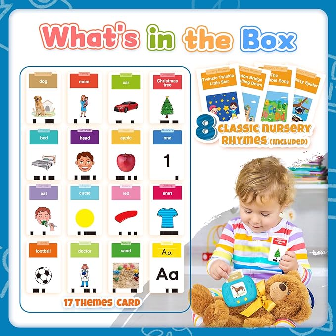 Talking Flash Cards with American accent & 288 Sight Words, Speech Therapy Toys for 3 4 5 6 Years Old Boys and Girls, Learning Educational Montessori Sensory kit, Kids Birthday Gifts - Toyigo