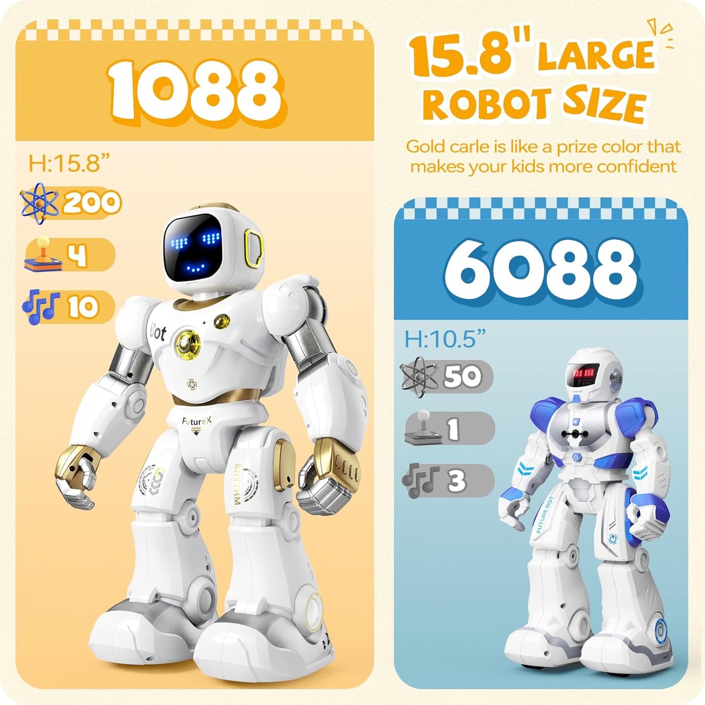 Smart Robot for Kids, Large Programmable Interactive STEM RC Robot, Voice Control and App Control, Gifts for Boys and Girls 4 5 6 7 8 9, Gold - Toyigo