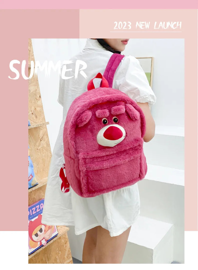 Cartoon Plush Backpack, Lotso Alien Funny Plush Toys, Students Large Capacity Bag, Soft Stuffed Schoolbag- Lightening Girls Casual Soft Bag - Toyigo