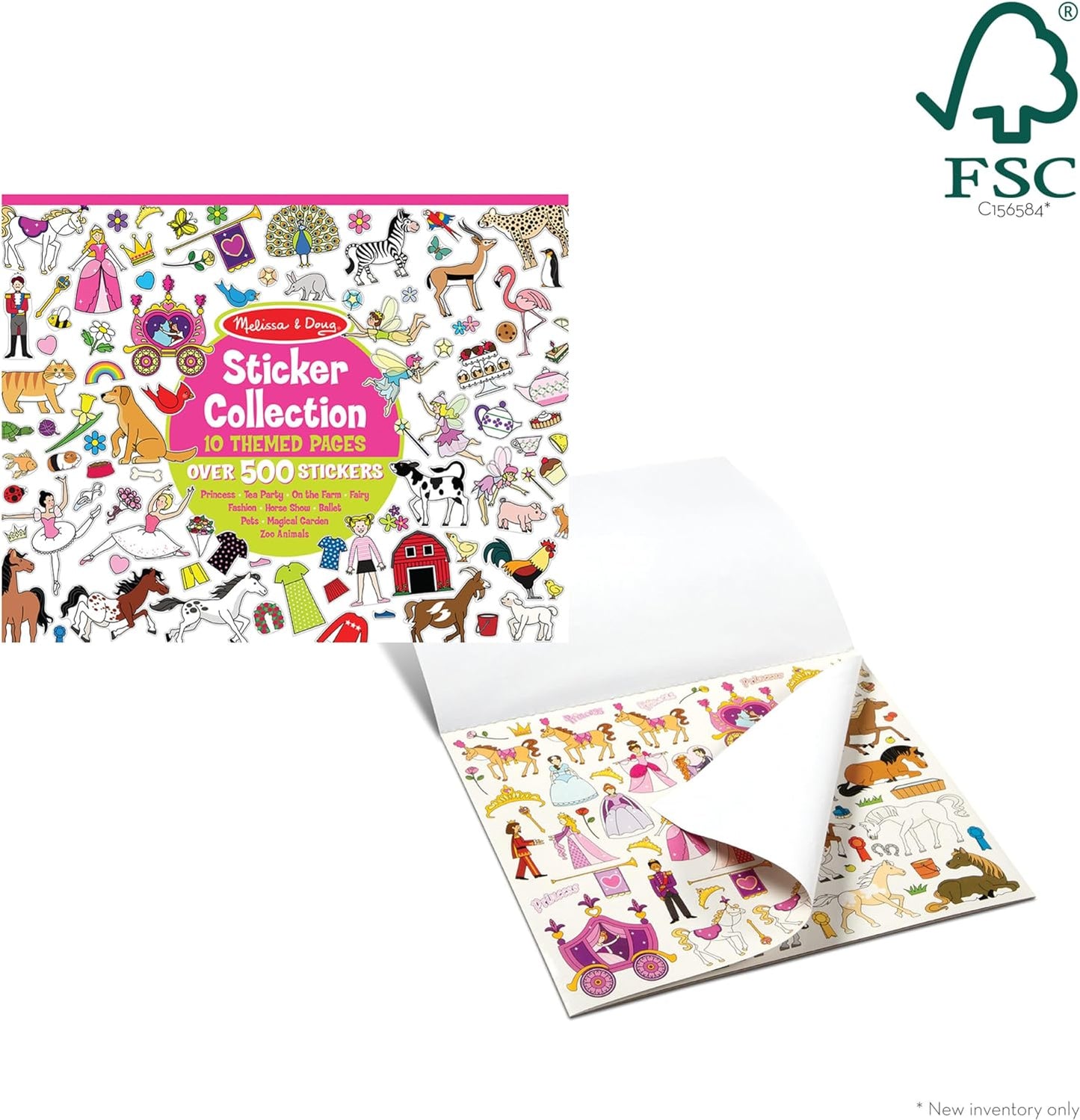 Sticker Collection Book, Princesses, Tea Party, Animals, and More, 500+ Stickers, FSC Certified