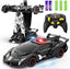 Transformer RC Cars, Single Button Press Transform into Police To Robot, 360 Degree Rotating & Drifting with Flashing Light, 2.4Ghz 1:18 Scale Transforming  Car Lambo Style - Toyigo