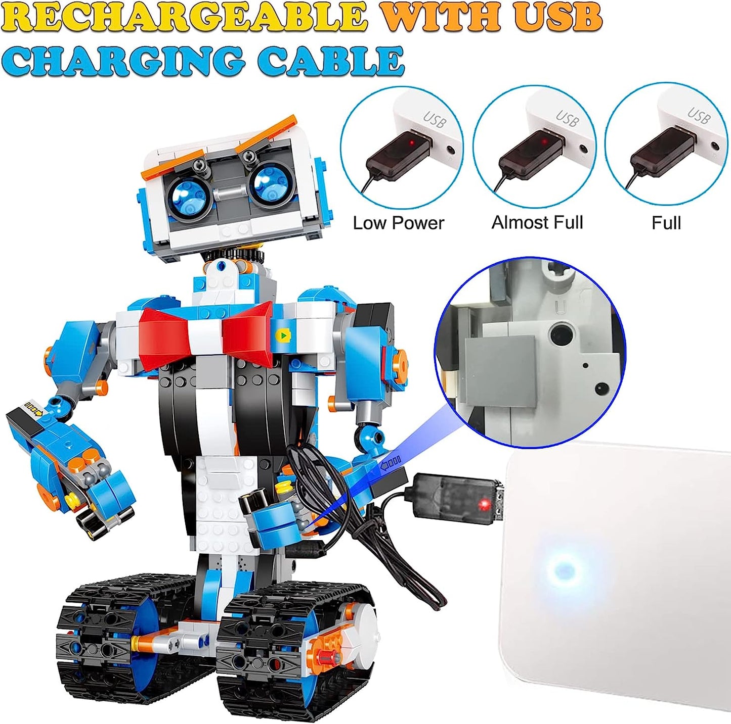 Robot Building Toys for Boys, STEM Projects for Kids Ages 8-12, Remote & APP Controlled Engineering Learning Educational Coding DIY Building Kit Rechargeable Robot Toy Gifts for Girls (635 Pieces) - Toyigo