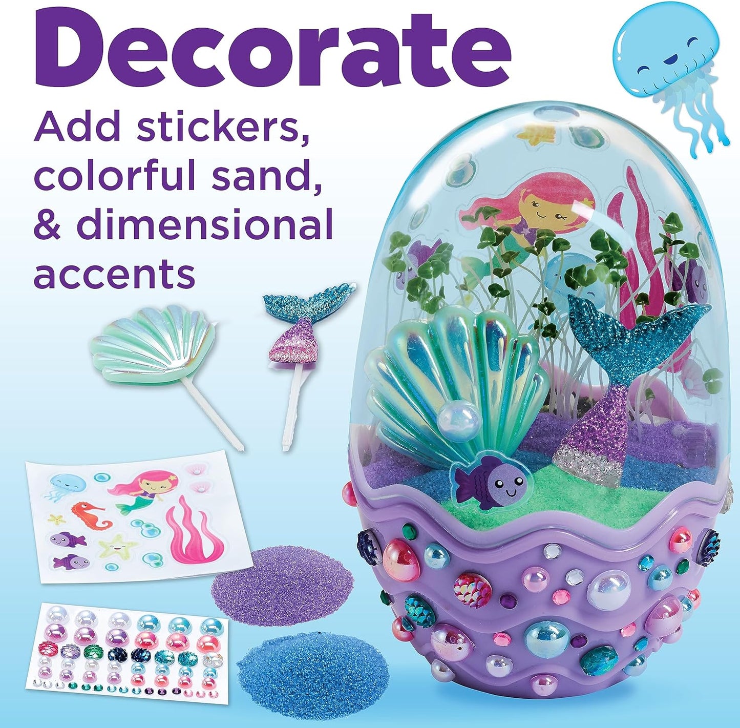 Creativity for Kids Mini Garden Mermaid Terrarium Kit, Stocking Stuffers, Crafts and Gifts for Girls Ages 6-8+ - Toyigo