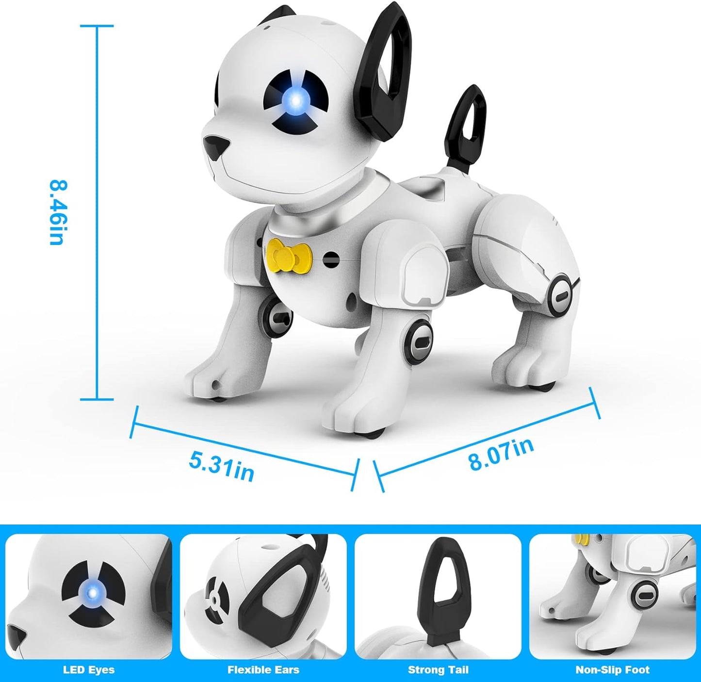 Remote Control Robot Dog Toy, RC Dog Programmable Smart Interactive Robotic Pets, RC Stunt Robot Toys Dog Imitates Animals Music Dancing Handstand Push-up Follow Functions for Boys Girls Toy - Toyigo