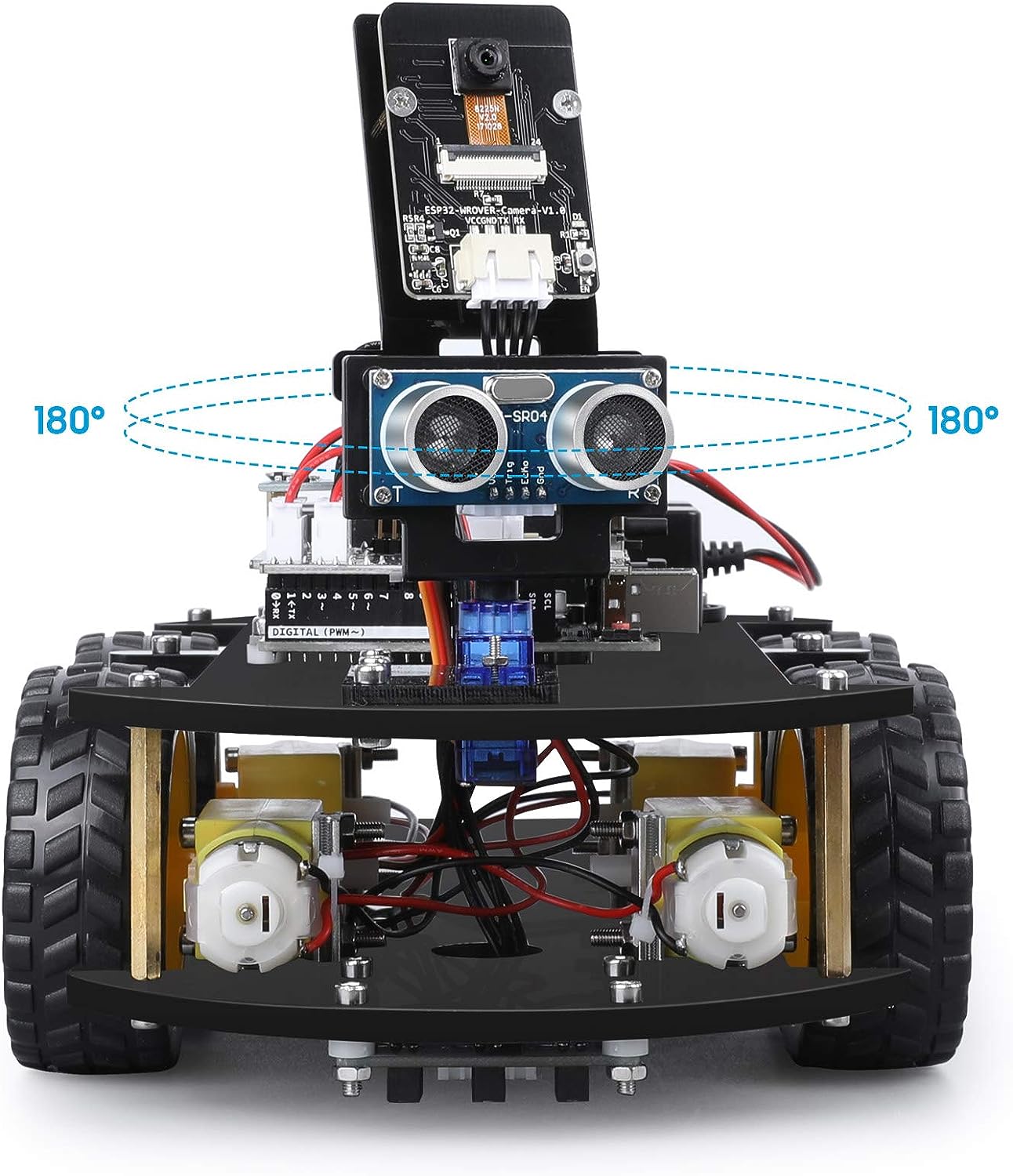 UNO R3 Smart Robot Car Kit v4, Owl Smart Robot Car Kit, Compatible with Arduino, Ultrasonic Sensor, STEM Toys Electronic Building Kit,  Science | Coding | Programming Set, Gifts for Kids, Adults