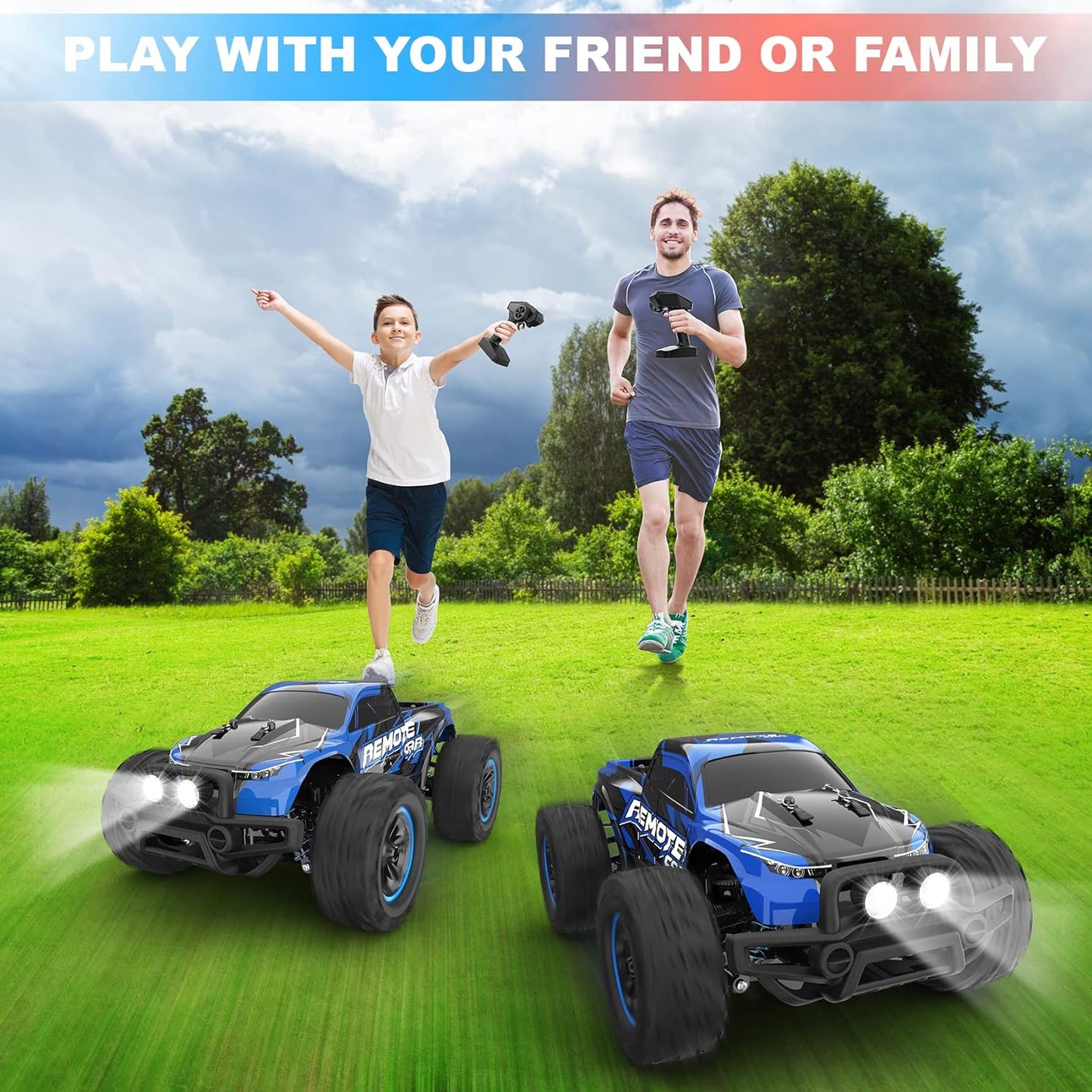 Remote Control Car, 1:16 Scale All Terrain RC Truck with Headlights, 4WD Off Road Monster Truck Toys for Girls, Racing Car RC Crawler Toy Cars Gifts for Kids, RC Cars Kids Toys for Boys - Toyigo