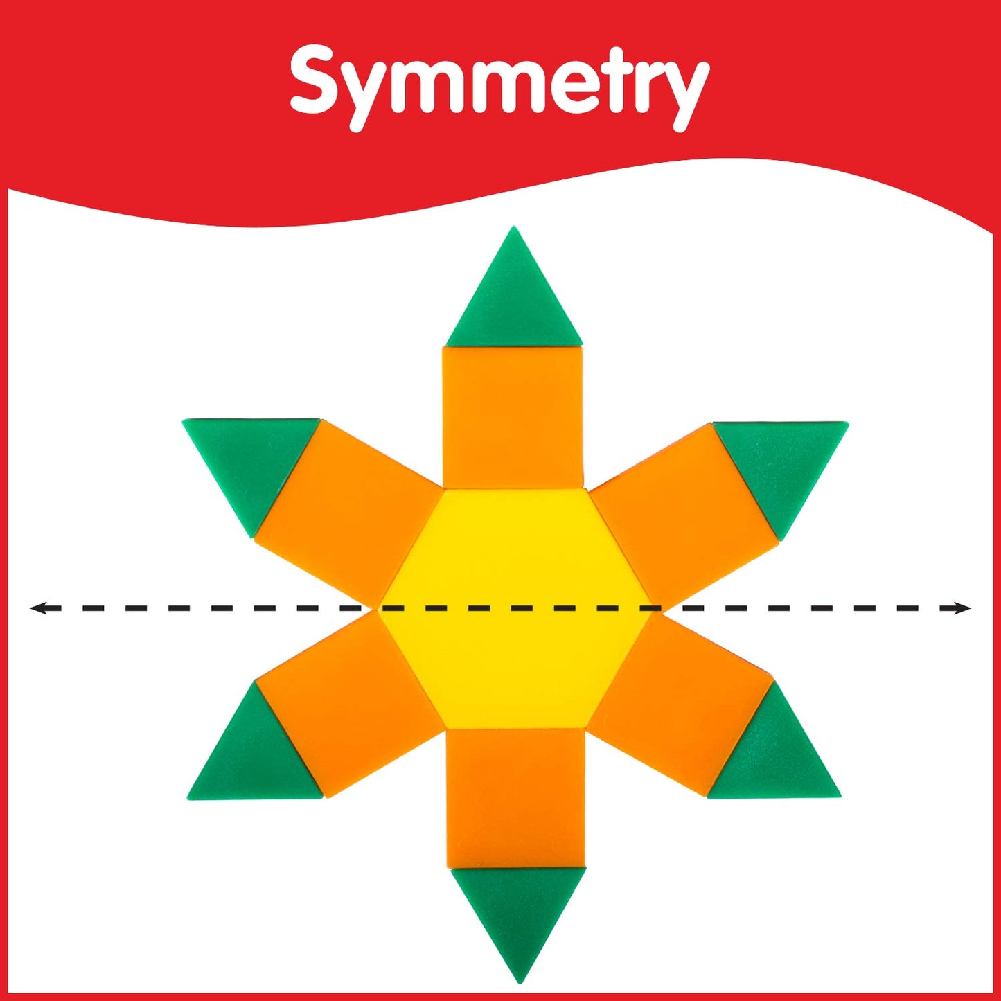 Plastic Pattern Blocks, Set of 250, Early Geometry Skills, Math Manipulative for Shape Recognition, Symmetry, Patterning and Fractions - Ages 4+