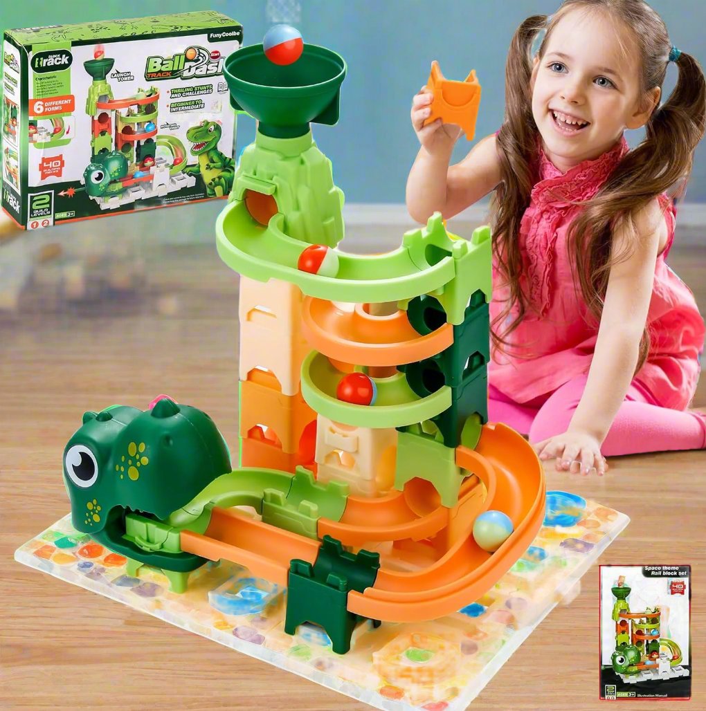 Marble Run, 40 Pieces Marble Maze Track Game Easy to Install, Dinosaur Toys Gift Various Track Models for Boys Girls, Marble Run Upgrade Big Building Blocks for Kids Ages 4