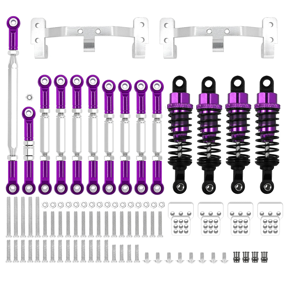 RC Car Accessories, WPL C14 C24 MN D90 MN99S Metal Chassis Link Rod Pull Rod Mount Holder Shock Absorber Sets, RC Car Upgrades Parts Accessories - Toyigo