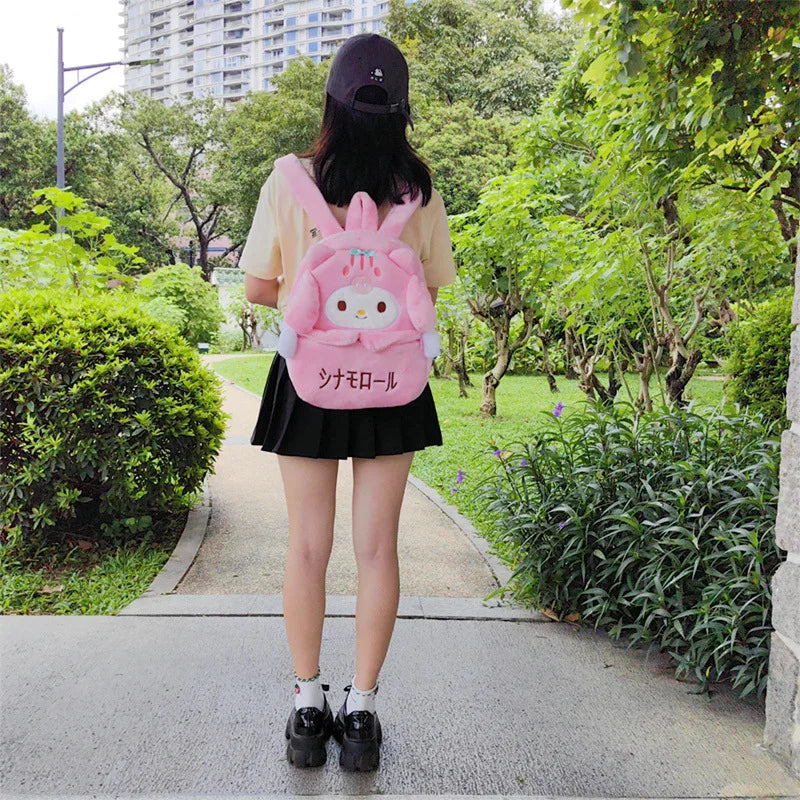 Soft Toys Bag, Large Capacity Melody Backpack, Cute Cartoon Plush, Anime Character Plush Backpack, School Girls Korean Backpack for Kids Adults - Toyigo