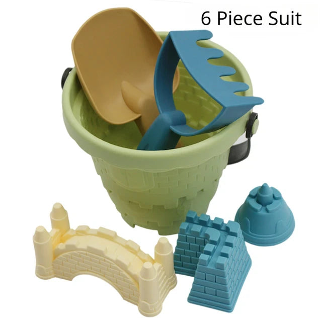 6Pcs Beach Toys, Castle Sand Digging Sets,  Sand Scoop Summer Toys, Beach Toys Sand Box, Children's Castle Sand Toys, Kids Outdoor Baby Educational Interactive Gift Sets - Toyigo