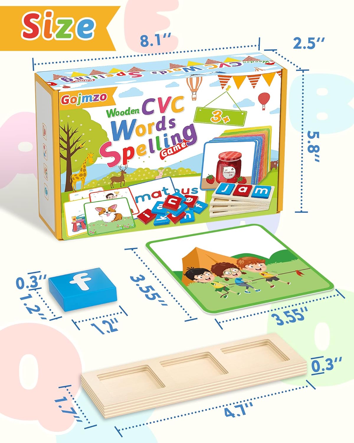 Wooden CVC Word Spelling Games, Preschool Kindergarten Learning Activities, Montessori Educational Toys, Sight Words Flash Cards Reading Letters for Toddlers, Gifts for 3 4 5 6 Year Old Kids