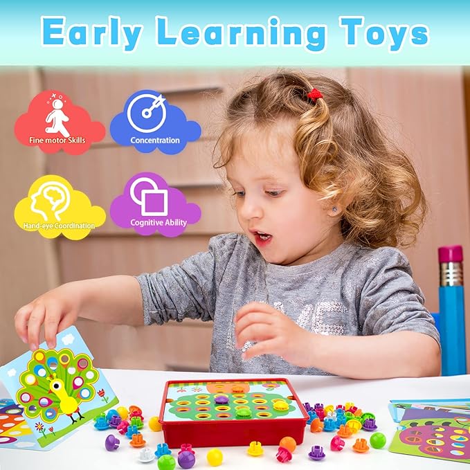 Cross-Border Kindergarten Mushroom Nail DIY Educational Cube Puzzle Toys - Intelligence Development for Kids