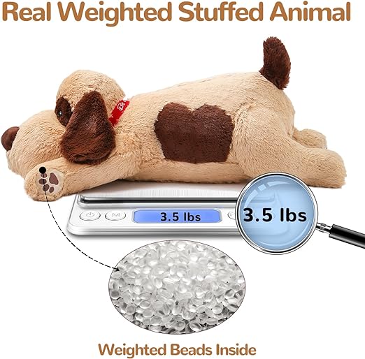 Brown Dog Weighted Stuffed Animals, 20 Inch 3.5 lbs Weighted Plush Animals, Soft Big Puppy Plush Pillow Toy, Gifts for Kids, Boys and Girls Adults (20" 3.5lbs)