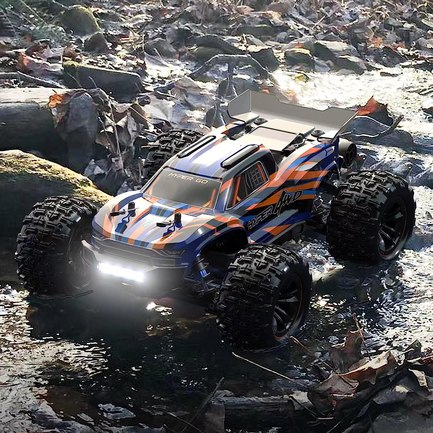 RC Monster Truck, Fast Remote Control Car, H16DR 1:16 Scale Ready to Run High Speed Jump RC Monster Truck, Off Road RC Cars 4WD All Terrain RTR RC Truck with 2 LiPo Batteries Adults for Boys - Toyigo