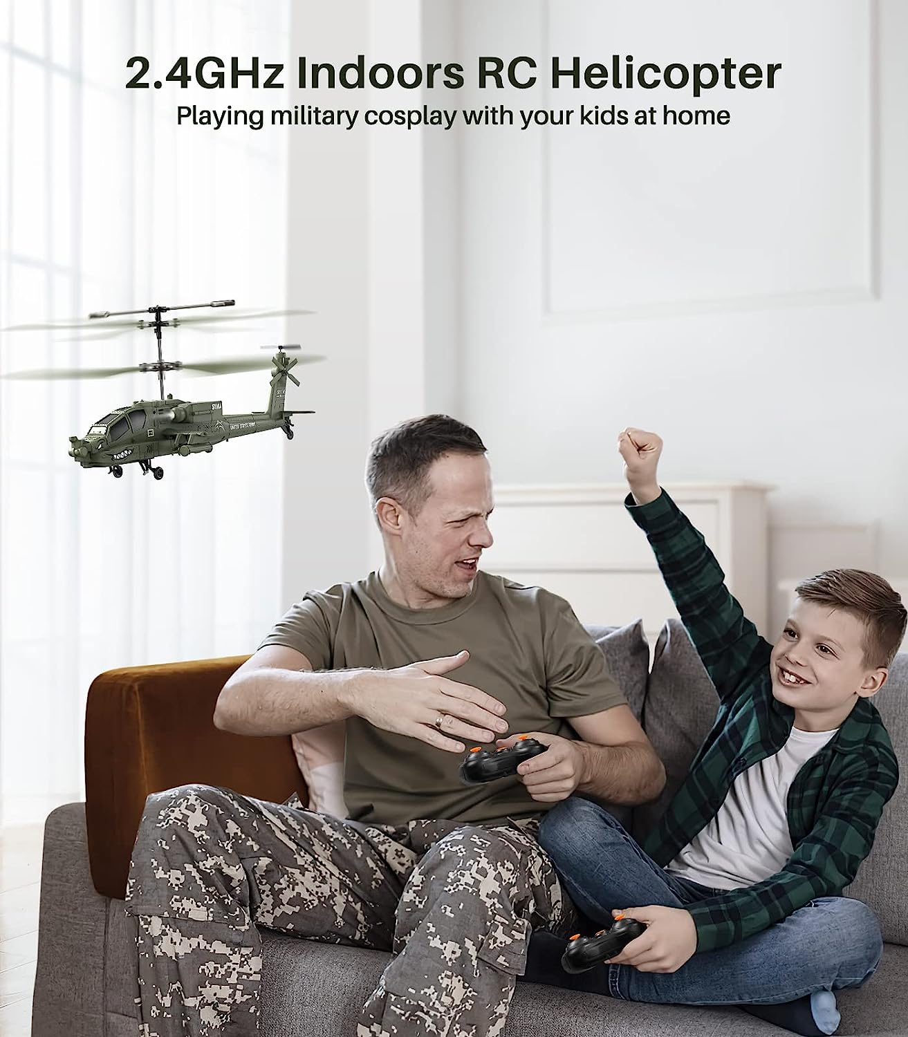 RC Helicopters, S51H Remote Control Helicopter, 2.4GHz Military Army Helicopter, One Key Take Off/Landing, LED Light, Low Battery Reminder, Toys for Boys Girls Kids with Altitude Hold - Toyigo