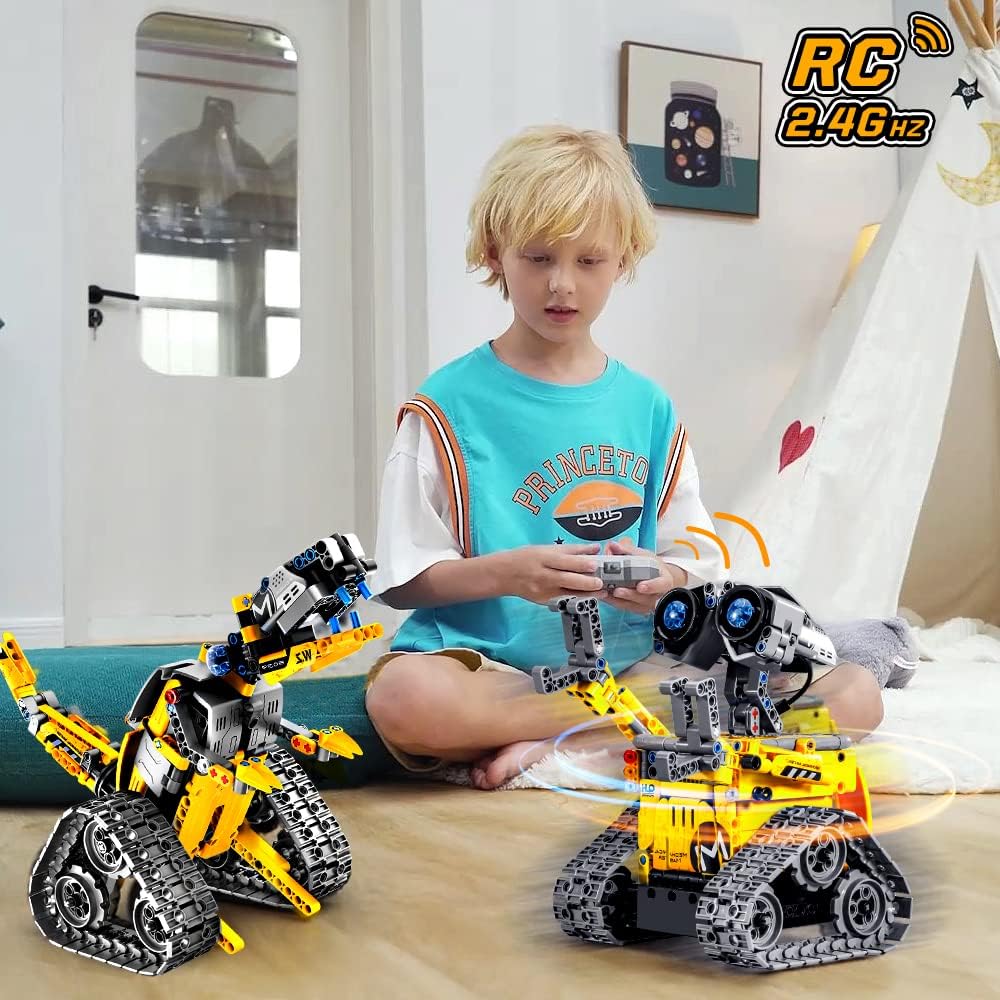 Robot Building Toys for Kids - 5 in 1 Remote & APP Controlled Building Set | RC Wall Robot/Engineer Robot/Mech Dinosaur STEM Toys for Boys Girls Age 6 7 8 9 10 11 12+ Year Old (520 Pcs) - Toyigo