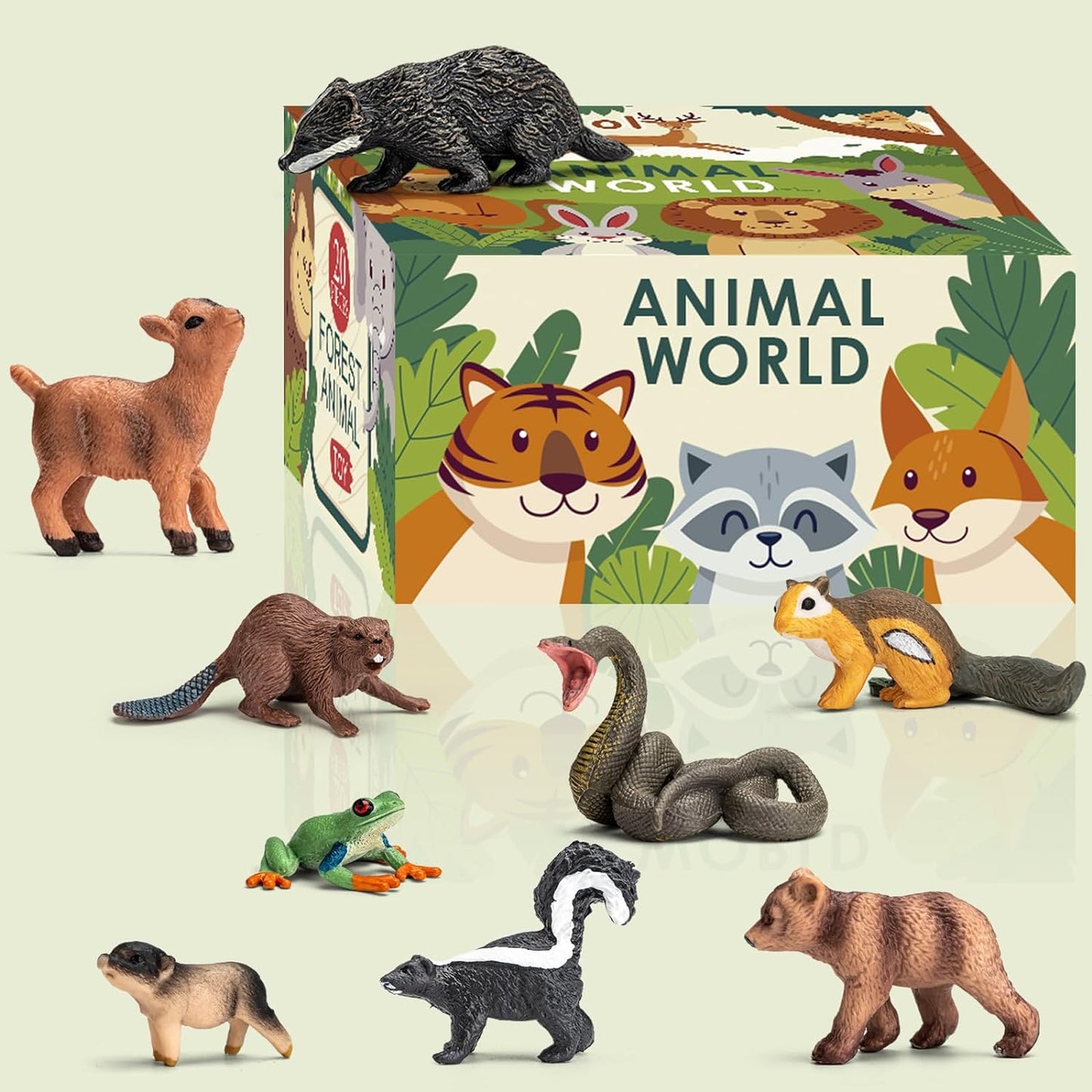 Forest Animal Figurines Set, Miniature Plastic Woodland Animal Figure Toy Set, for Kids Toddler Boy Girl Age 3-5 3 4 5 Party Supplies Cake Toppers(20Pcs)