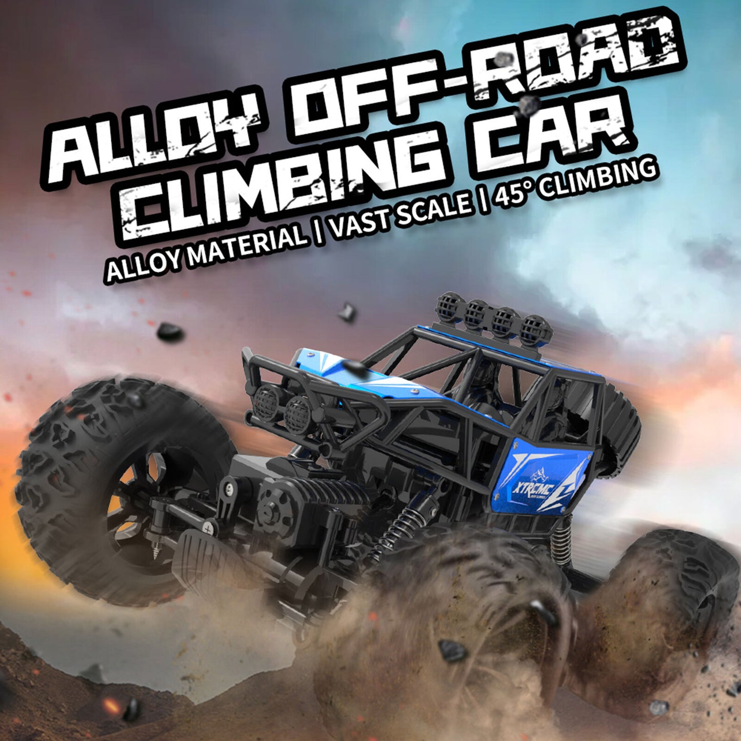 Remote control car alloy climbing car, 1:16 RC rock crawler, 2.4G four-wheel drive RC car, Charging electric RC car, Cross-border RC car, Big wheel mountain stunt RC car