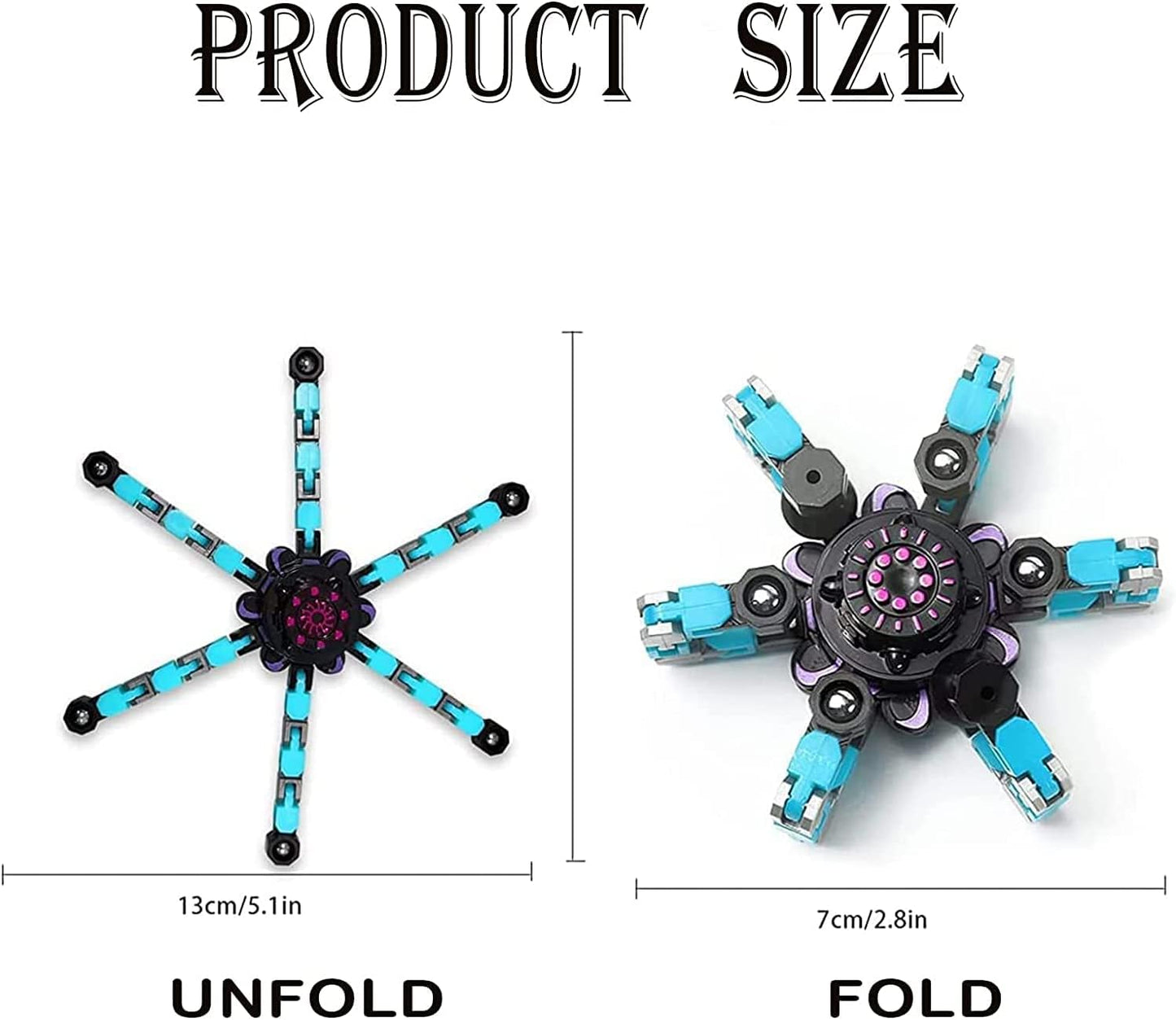 Transformable Fidget Spinner Pack, Mechanical Spiral Twister with Chain, Stress Relief Toy for Adults and Kids