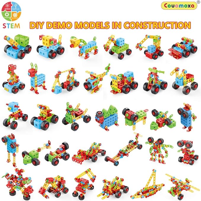 Building Toys, 404 Pieces STEM Toys Kit Creative Construction Engineering Learning Set for 5, 6, 7, 8+ Year Old Boys & Girls Best Toy Gift for Kids, Take-A-Part Building Blocks