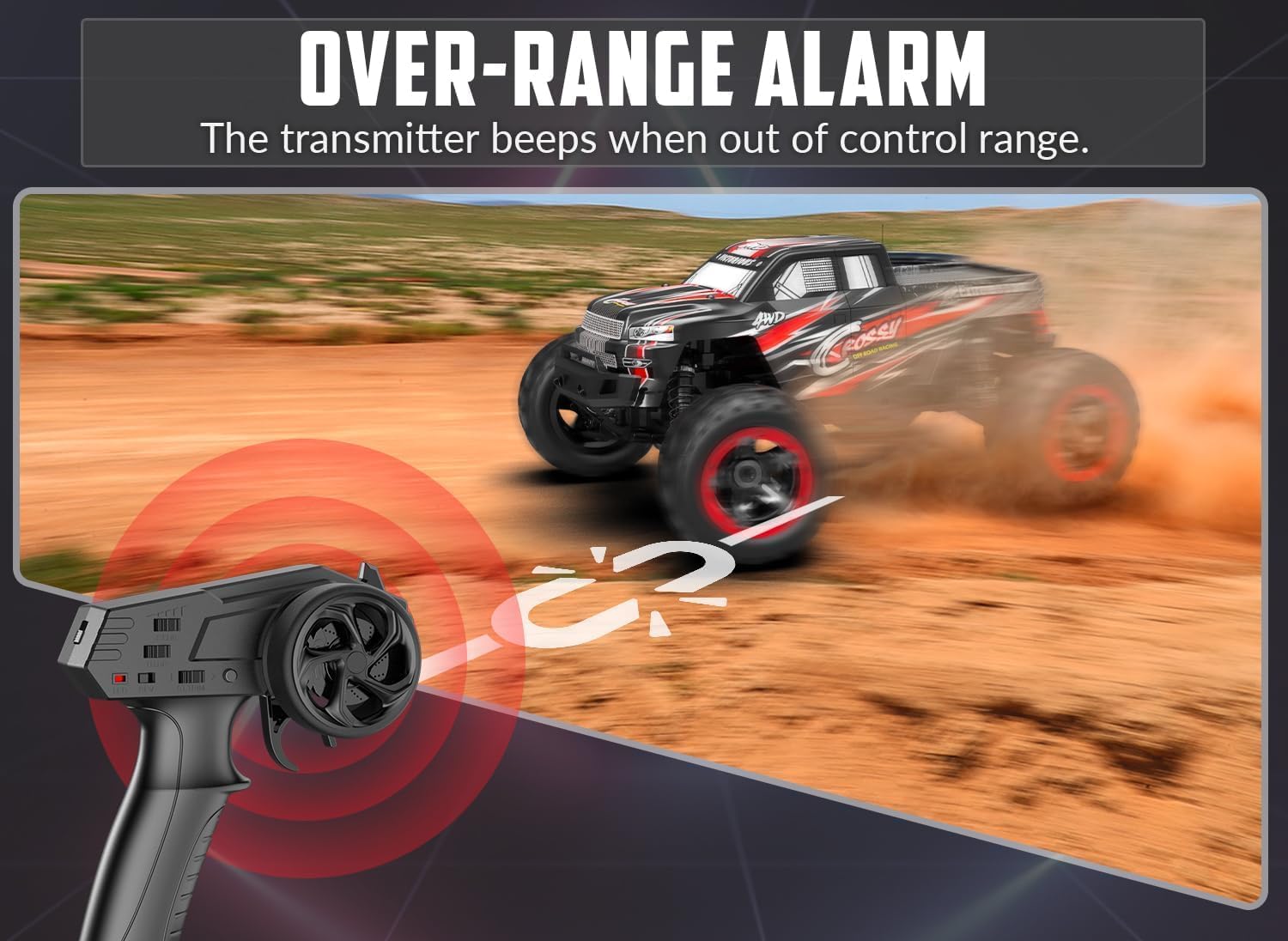 RC Truck Cars, 1:16 Scale All Terrain Monster Truck, 40KPH High Speed Remote Control Cars, 30MPH 4WD Off Road Monster Truck, 2.4Ghz Radio Control, 2 Rechargeable Batteries, 40+ Min Play, Gift for Boys Adults - Toyigo