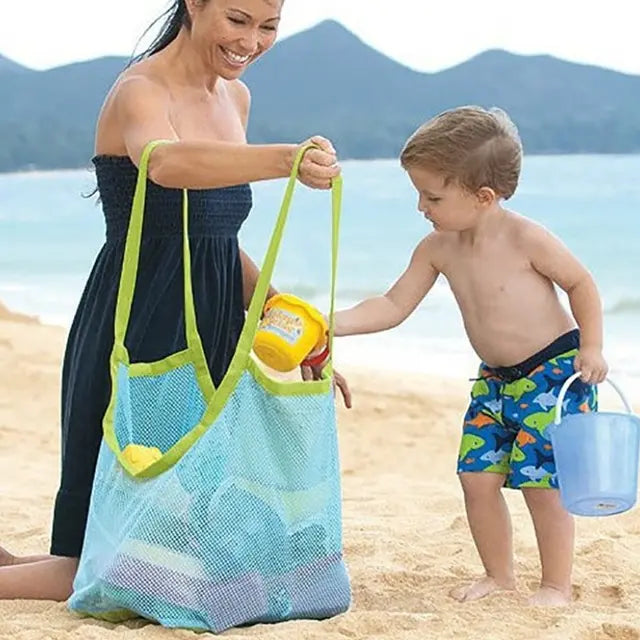 Mesh Beach Bag,  Beach Toy Tote Bag, Children's Toy Storage Bag, Protable Mesh Bag Kids Bath Toys, Storage Bags,  Swimming Large Beach Bag, Shells, Clothes and Towels When Playing on The Beach - Toyigo