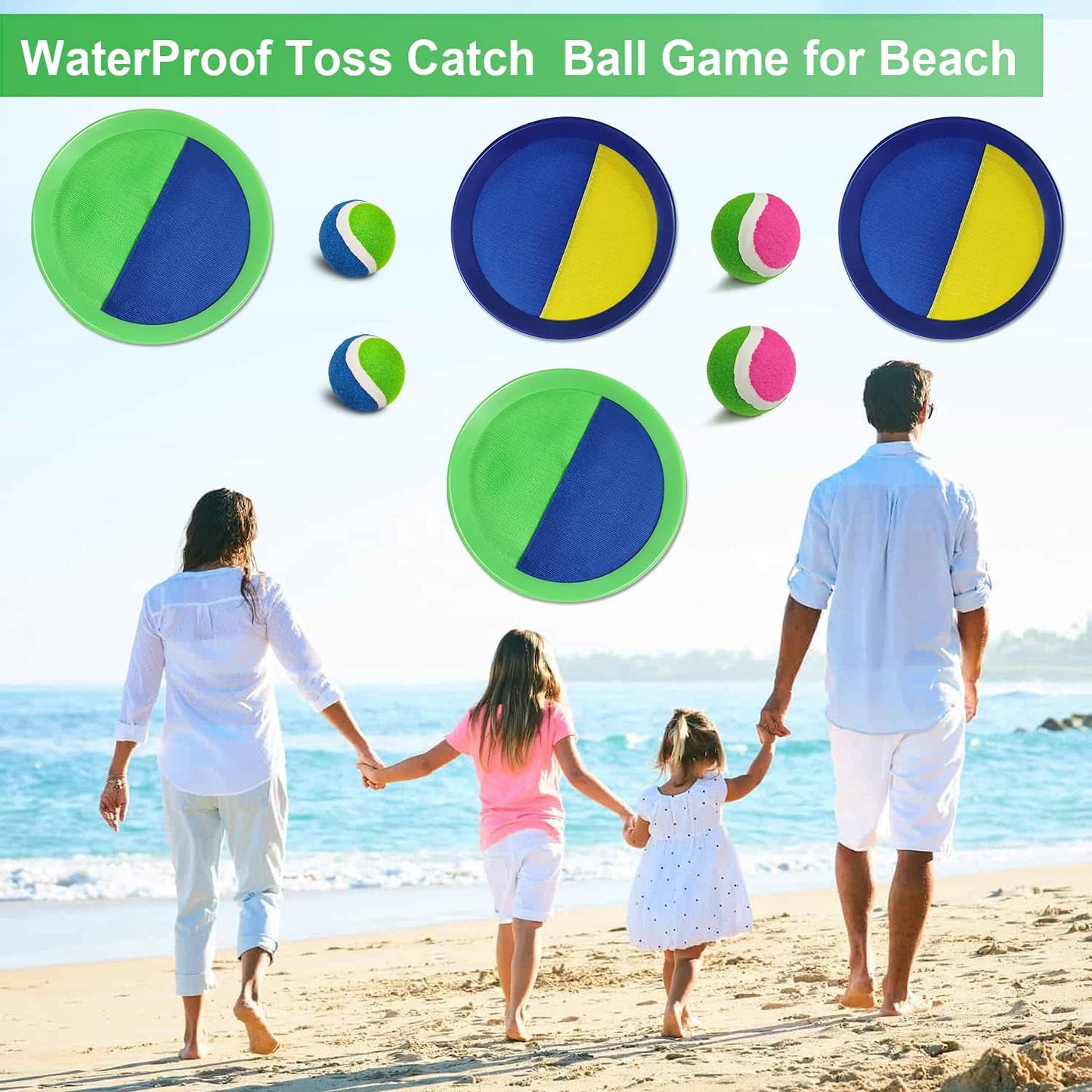 Ball Catch Paddle Set Games, Beach Toys Pool Back Yard Outdoor Games Backyard Camping Toss Age 3 4 5 6 7 8 9 10 11 12 Years Old Boys Girls Kids Adults Family Outside Christmas Easter Gifts