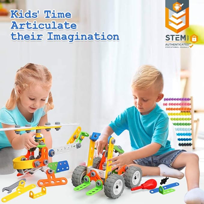 STEM Toys Kits Building Toys for Kids Age 4-8 5-7 6-8 Boys, MOONTOY 165 Pieces Gift 5 6 7 8 9 10 Year Old Building Blocks Set Erector Educational Activities Robot Engineering Construction Creative Game