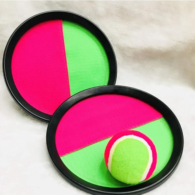 Sticky Ball Toss & Catch Game, Suction Cup Racket and Sticky Ball Set for Outdoor Fun.