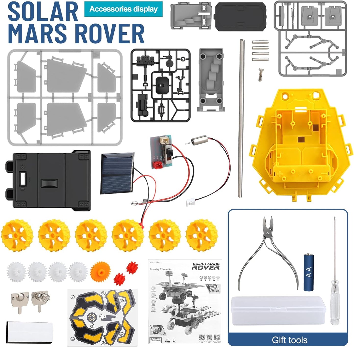 Solar Power Mars Rover STEM Educational Toys, Space Toys DIY Science Kit with Two Energy Modes as Birthday Gifts for 8 9 10 11 12 Years Old Boys Girls Teens - Toyigo