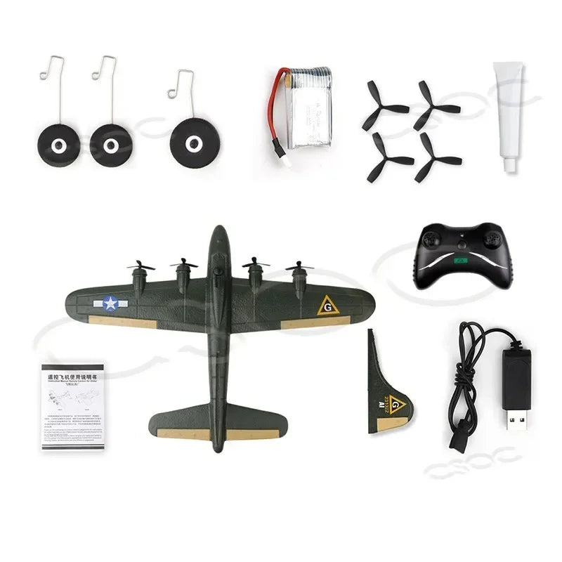 Remote Control Airplane, B-17 RC Plane, 2 Channel 2.4Ghz, Ready to Fly EPP Foam Glider, Remote-Controlled Aircraft with light B17 B16 F22 Drop-Resistant Fixed-Wing Glider Foam Aircraft RC Airplane Planes Kids and Adults - Toyigo