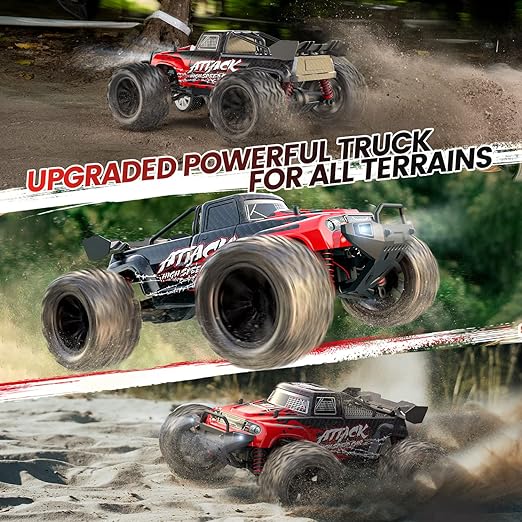 Off-Road Monster Truck RC Cars, Power Full Stunt cars, Speed Turns Drifting RC Cars, 1:16 Scale All Terrain RC Car, 4x4 High Speed 40 KPH RC Truck, 2.4Ghz Remote Control Truck with 2 Batteries - Toyigo