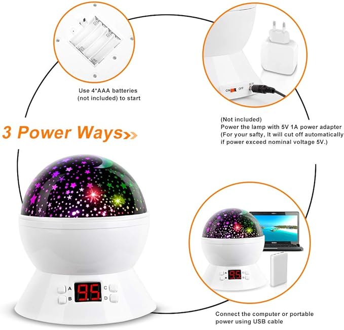 Star Night Light Projector for Kids with Timer - Glow in The Dark Stars and Moon,  for 1-14 Years Old