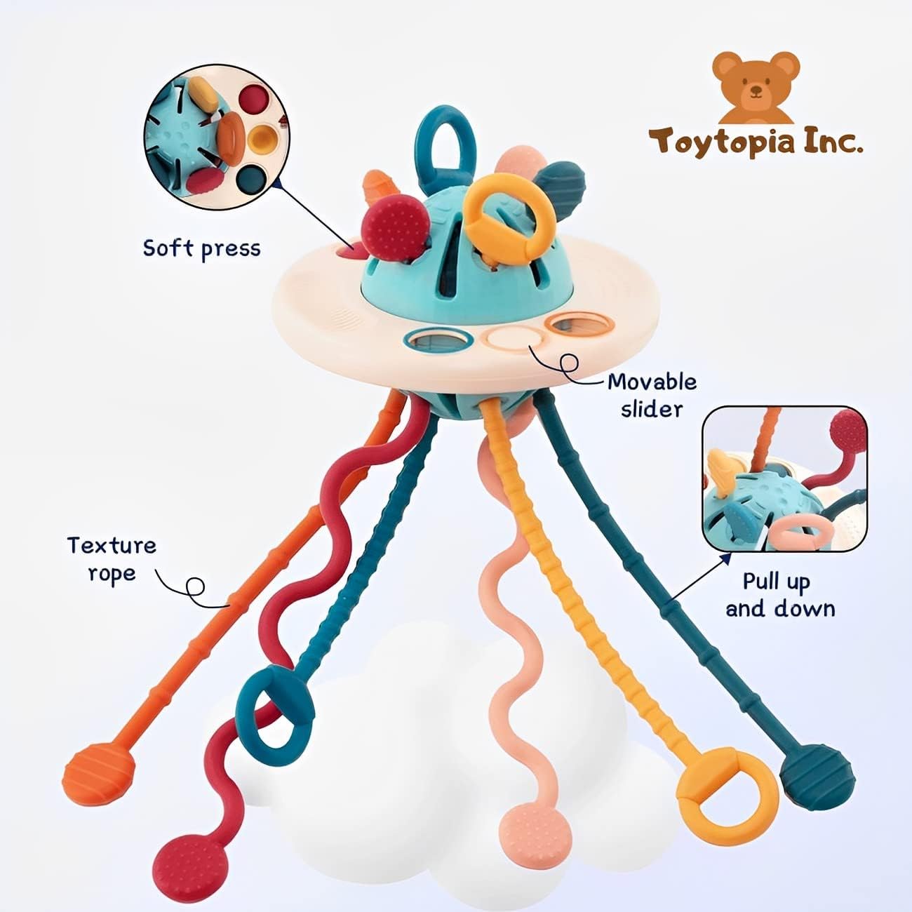 Sensory Pull String Baby Toy, Travel-Friendly Baby Toy, Infant Sensory Toy, Montessori Baby Toy, Skill Development- Travel-Friendly for Infants & Toddlers - Toyigo