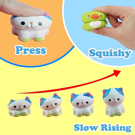 Party Favors for Kids 24PCS Animal Squishy Toys,Treasure Chest Prizes, Pi¤ata Stuffers, Birthday Gifts for Boys & Girls, Classroom Prizes for Kids