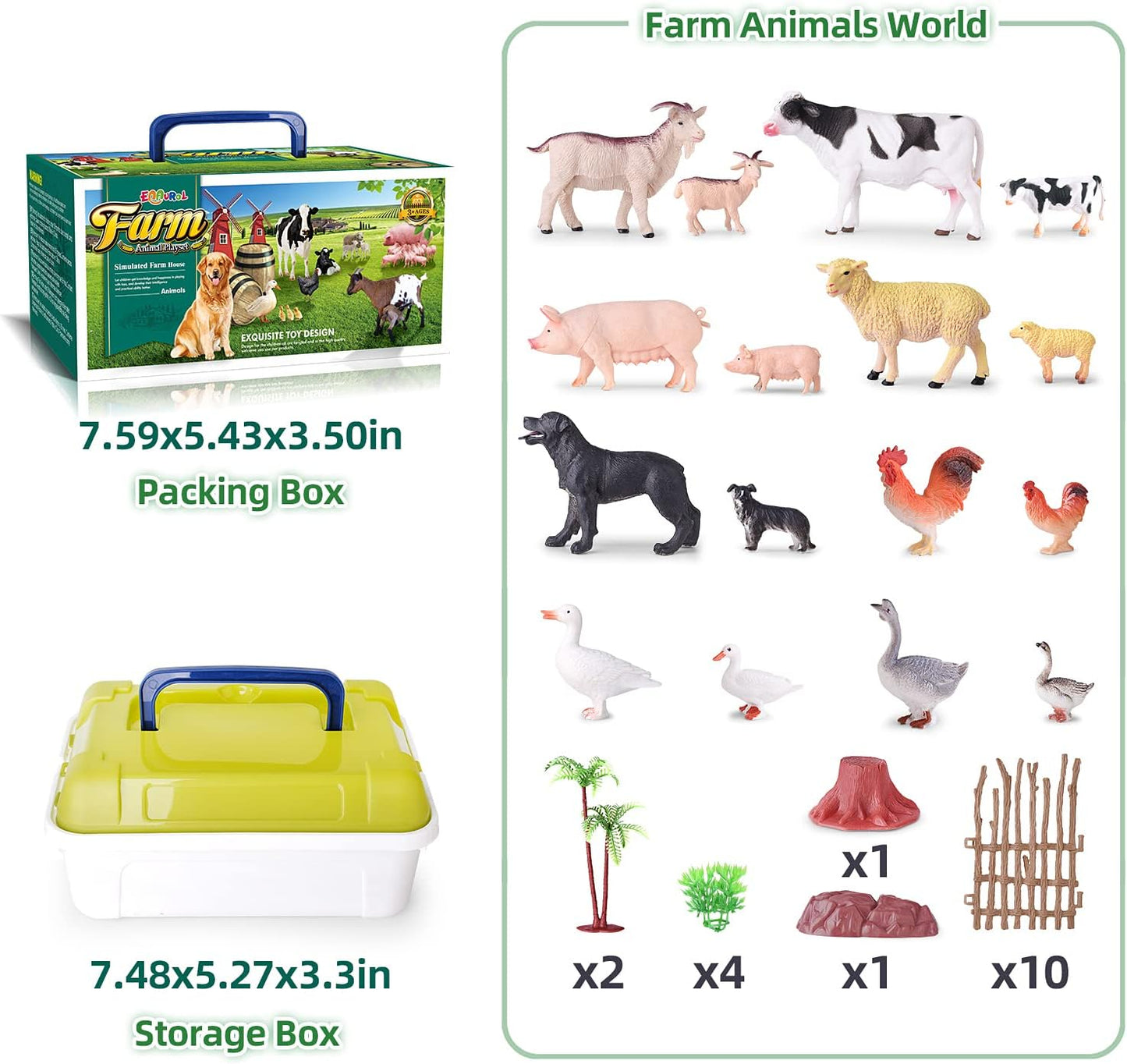 Farm Animals Toys 35 PCS, for Toddlers 3 Years Old Boys and Girls Realistic Animal Figures Playsets Toys 3~8 Birthday Gift for Kids Toys