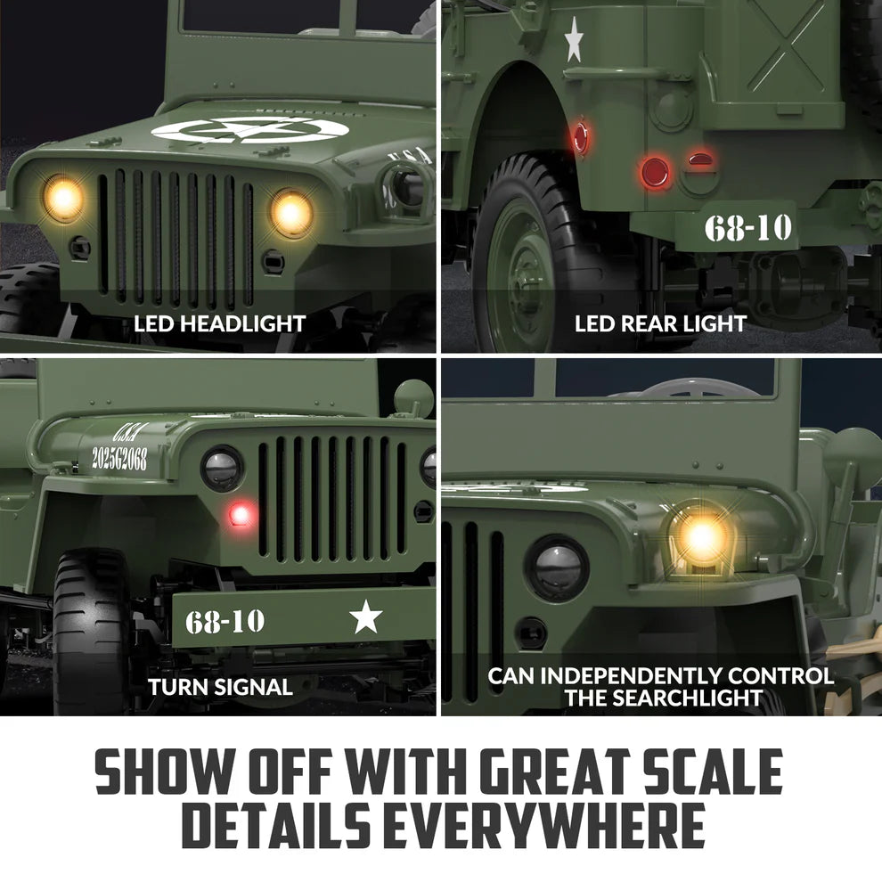 RC Crawler 1:10 Scale Off-Road Multi-Purpose 1941 MB Scaler Willys Jeep – 2.4G Remote Control Vehicle