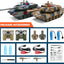 RC Tank Set, 35 Mins Playtime Remote Control Military Toys, 1/24 Scale RC Army Battle Tanks with Life Indicators and Spray, Set of 2 RC Vehicles for Kids and Adults - Toyigo