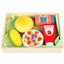 Farmers Market Basket Toy Set, Wooden Vegetable & Fruit Cutting Play Food, Kitchen Accessories for Kids