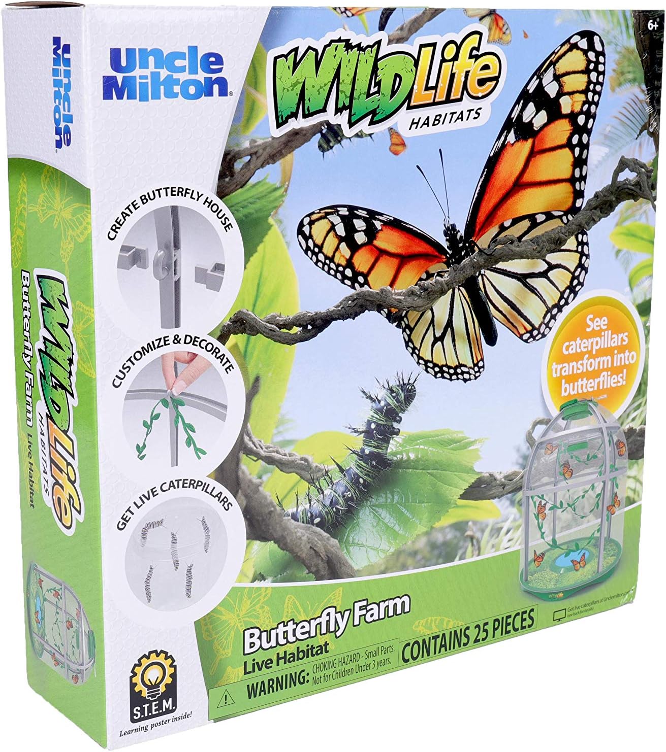 Butterfly Farm Live Habitat, Observe Caterpillars Transform Into Butterflies, STEM Toy, Great Gifts for Boys & Girls Ages 6+ - Toyigo