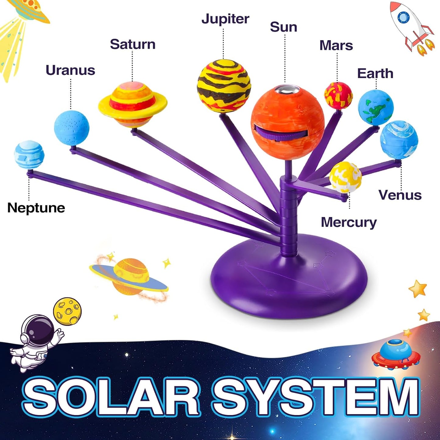 Solar System Model Kit, Glow in Dark Planet Model, Stem Toys Gift for Kids & Teens, Science Activities for Ages 5-8+, Kids Crafts Ages 4-8, Birthday Gift for Boys Ages 4 5 6 7 8-12 Year Old