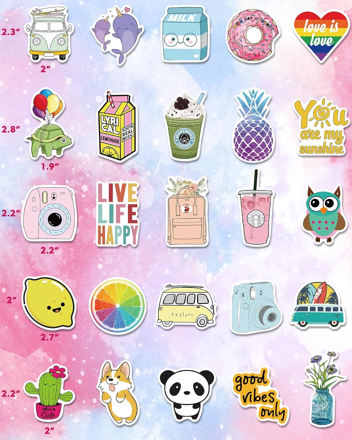 Stickers for Water Bottles, 100 PCS Stickers for Kids Teens Girls Students Classroom Teacher Prizes for Kids Cute Vinyl Waterproof Laptop Stickers for School