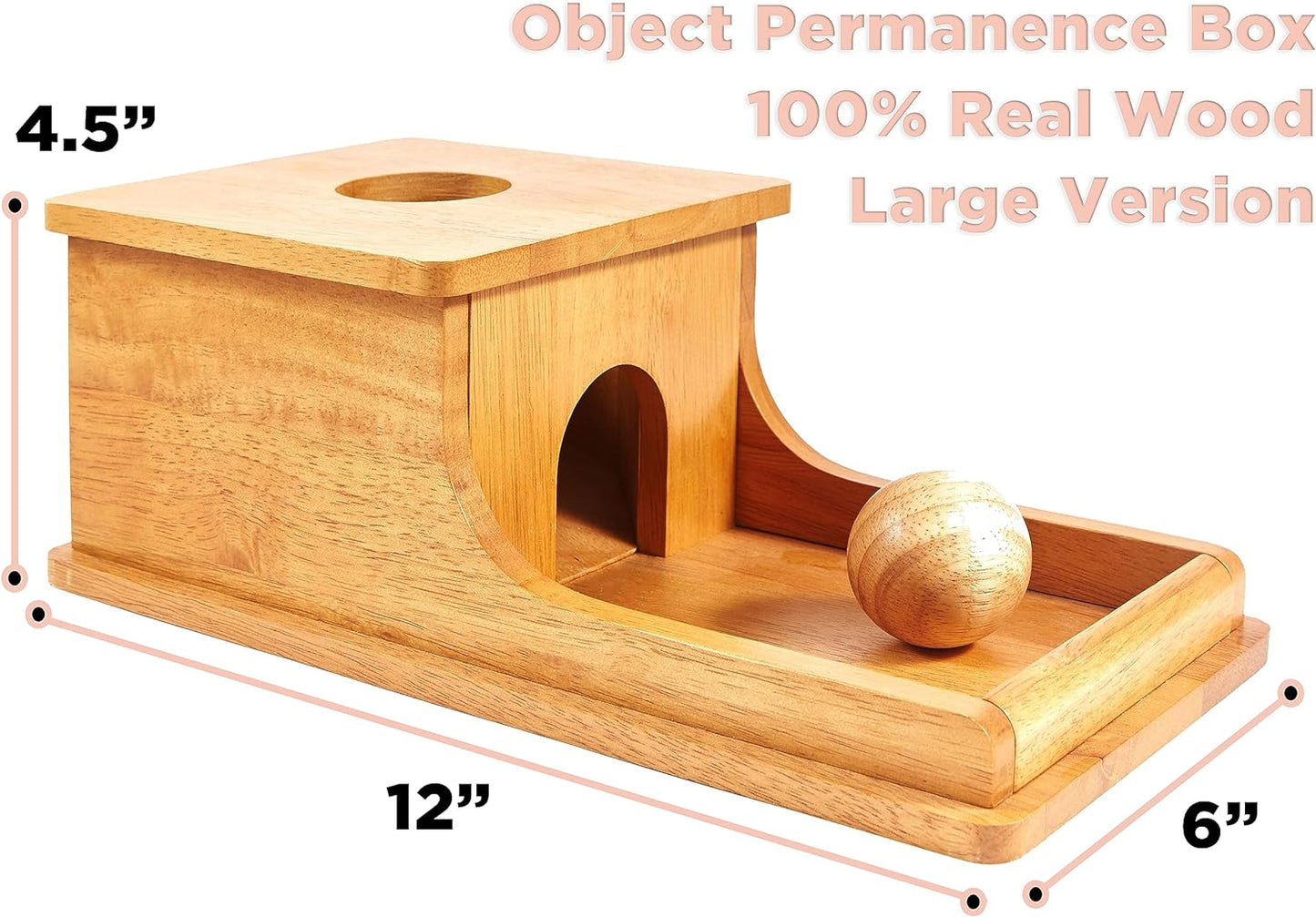 Montessori Object Permanence Box, Wooden Ball Drop Toy for Babies 6-12 Months, Develops Spatial Awareness & Cognitive Skills, Engaging and Educational Roll and Play Toy up to 1 Year Old