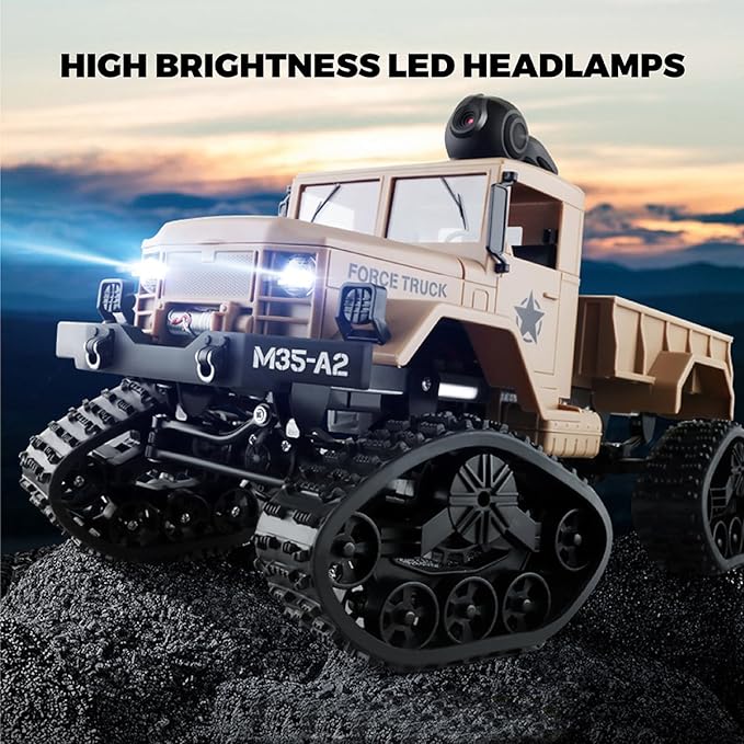 RC Truck, Hobby Toys Military Truck Off-Road Sport Cars 4WD 2.4Ghz Rock Crawler Vehicle, Terrain Vehicle with Wi-Fi HD Camera Gift For Kids - Toyigo